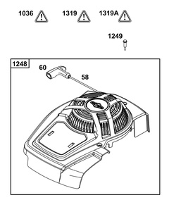 Blower Housing Group Diagram and Parts List for 125P02-0086-F1 100000 - 19Z999 Briggs and Stratton Engine